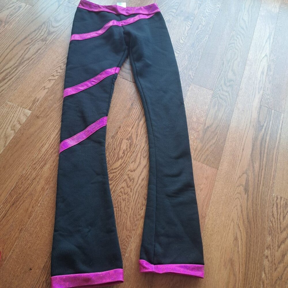 Figure Skating Spiral Polartec Polar Fleece Pants NY2 sportswear black fushia XS